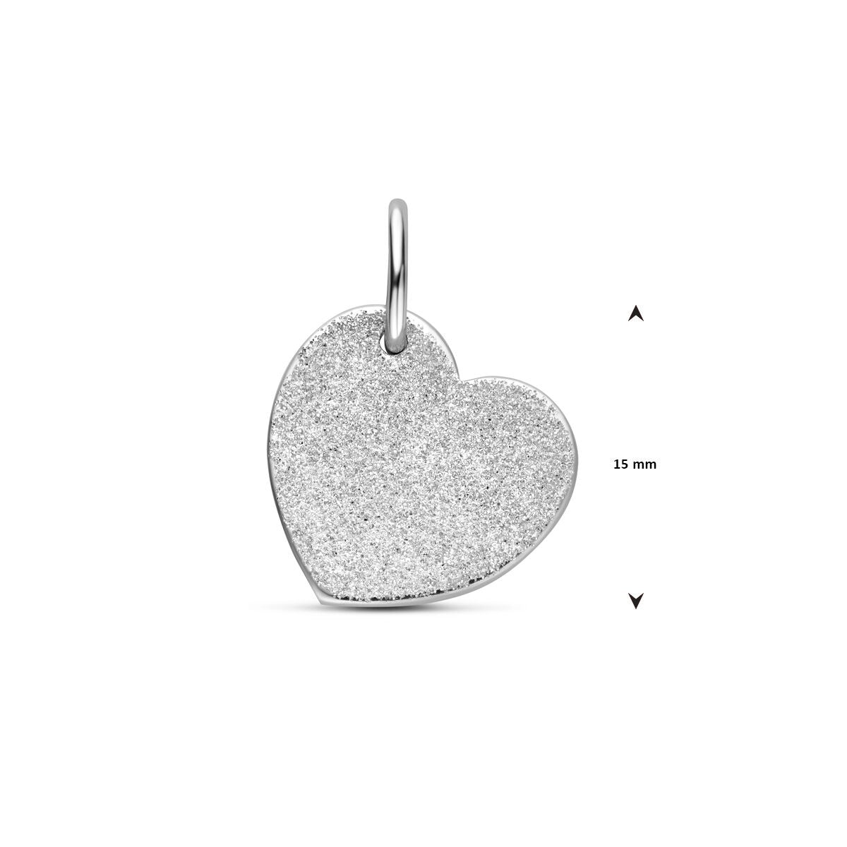 Colgante de corazón grabable en plata 925 rodiada