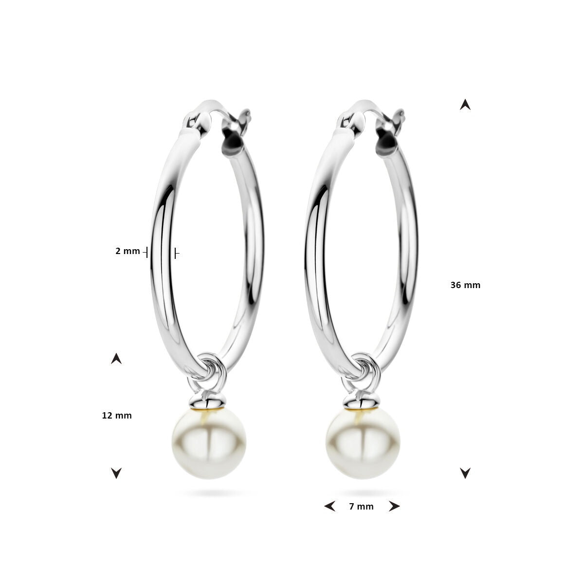 Aros de plata con perla – plata 925 rodiada