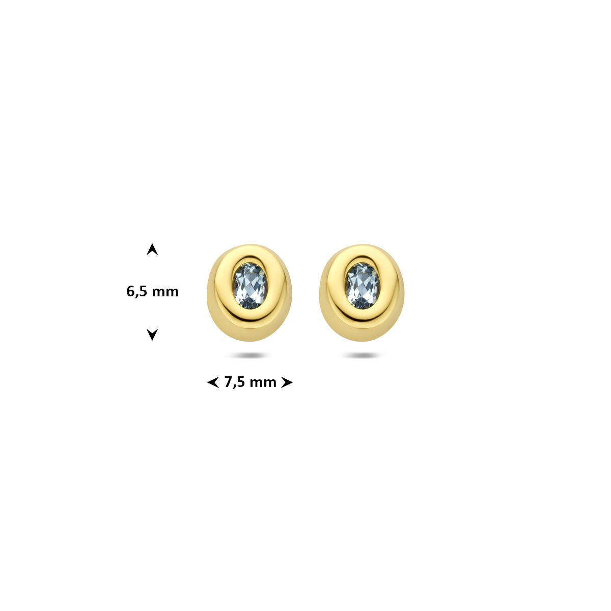 Pendientes de botón de oro amarillo de 9k con topacio azul