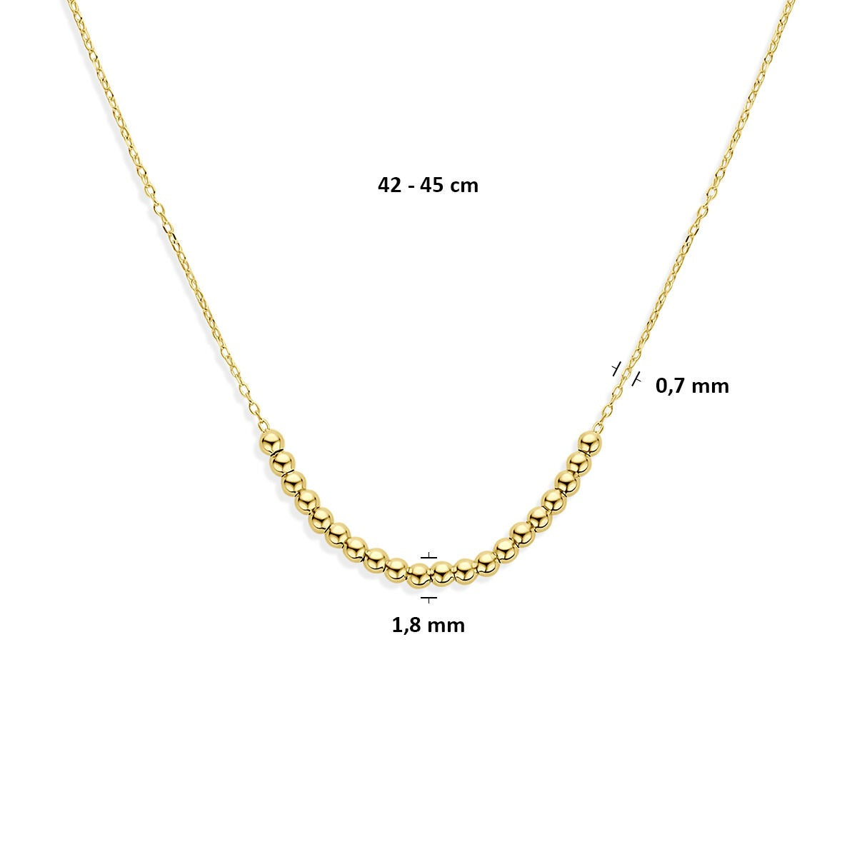 collar chapado en oro amarillo con bolitas