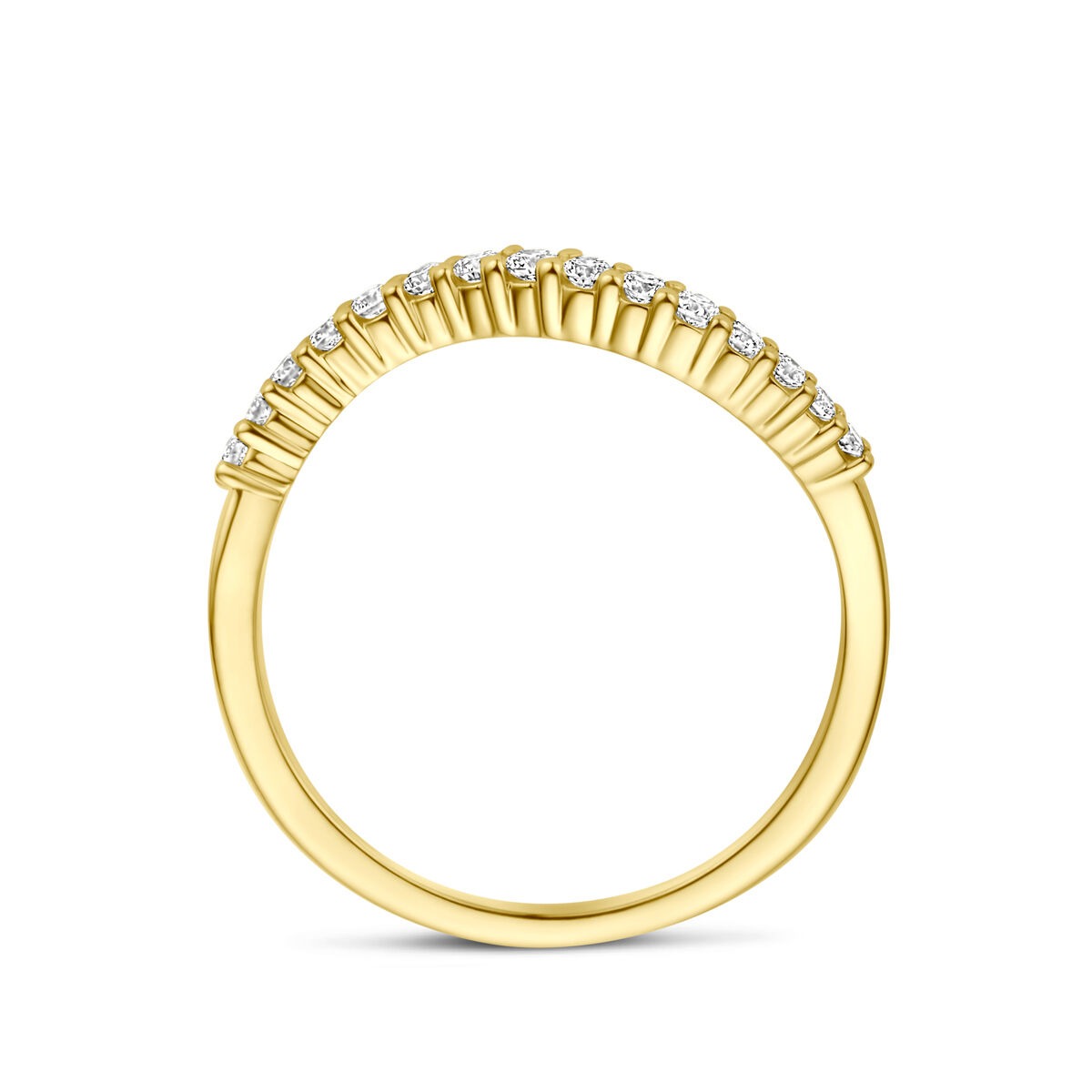 Anillo de alianza de oro amarillo de 14k con diamante de 0,21 ct