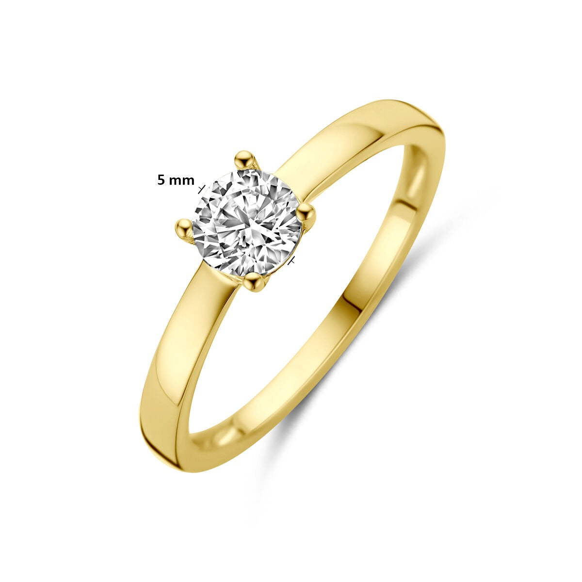 Anillo chapado en oro amarillo de plata 925 con circonitas