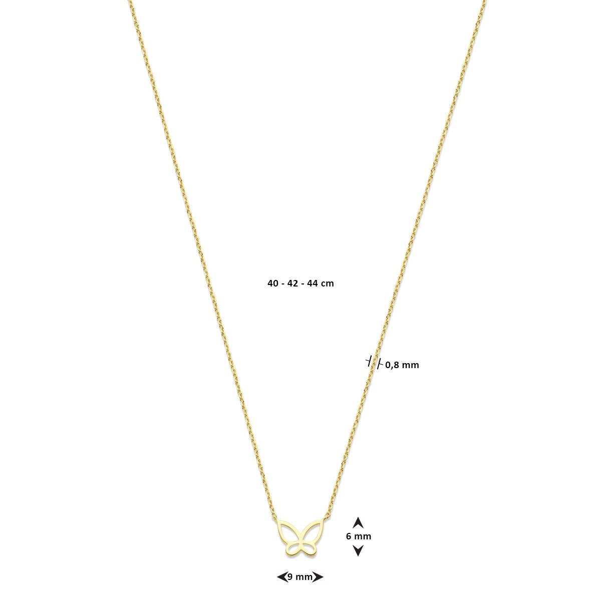 Collar de oro amarillo de 14k con mariposa – Elegante y juguetón