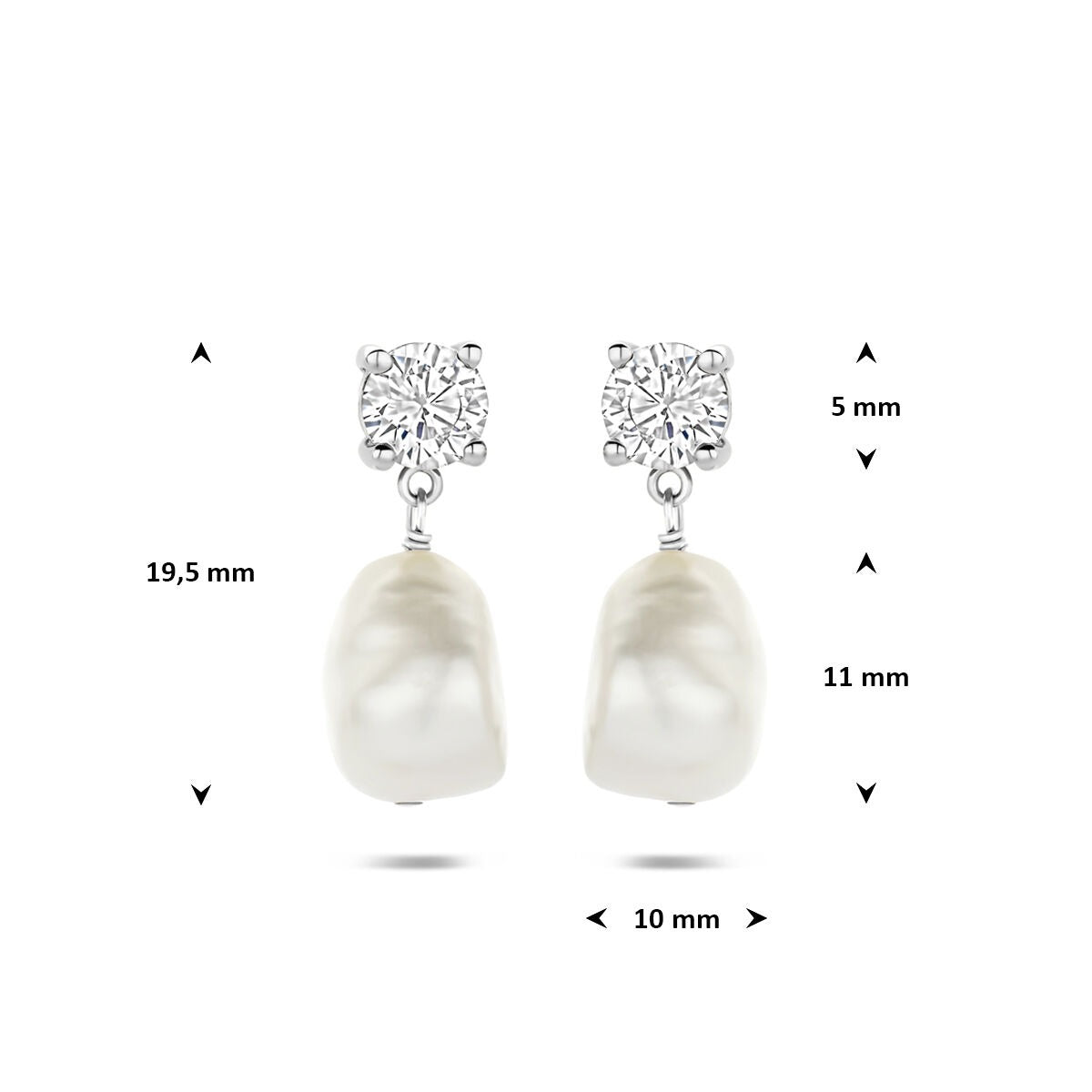 Aros de plata 925 con perla y circonita