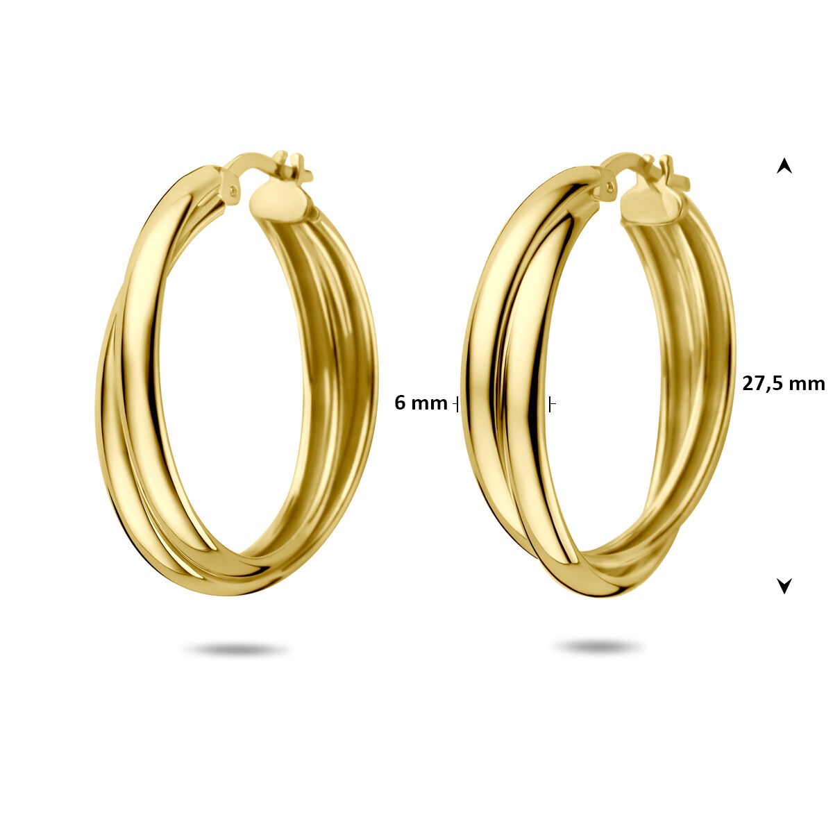Aros chapados en oro amarillo de plata 925