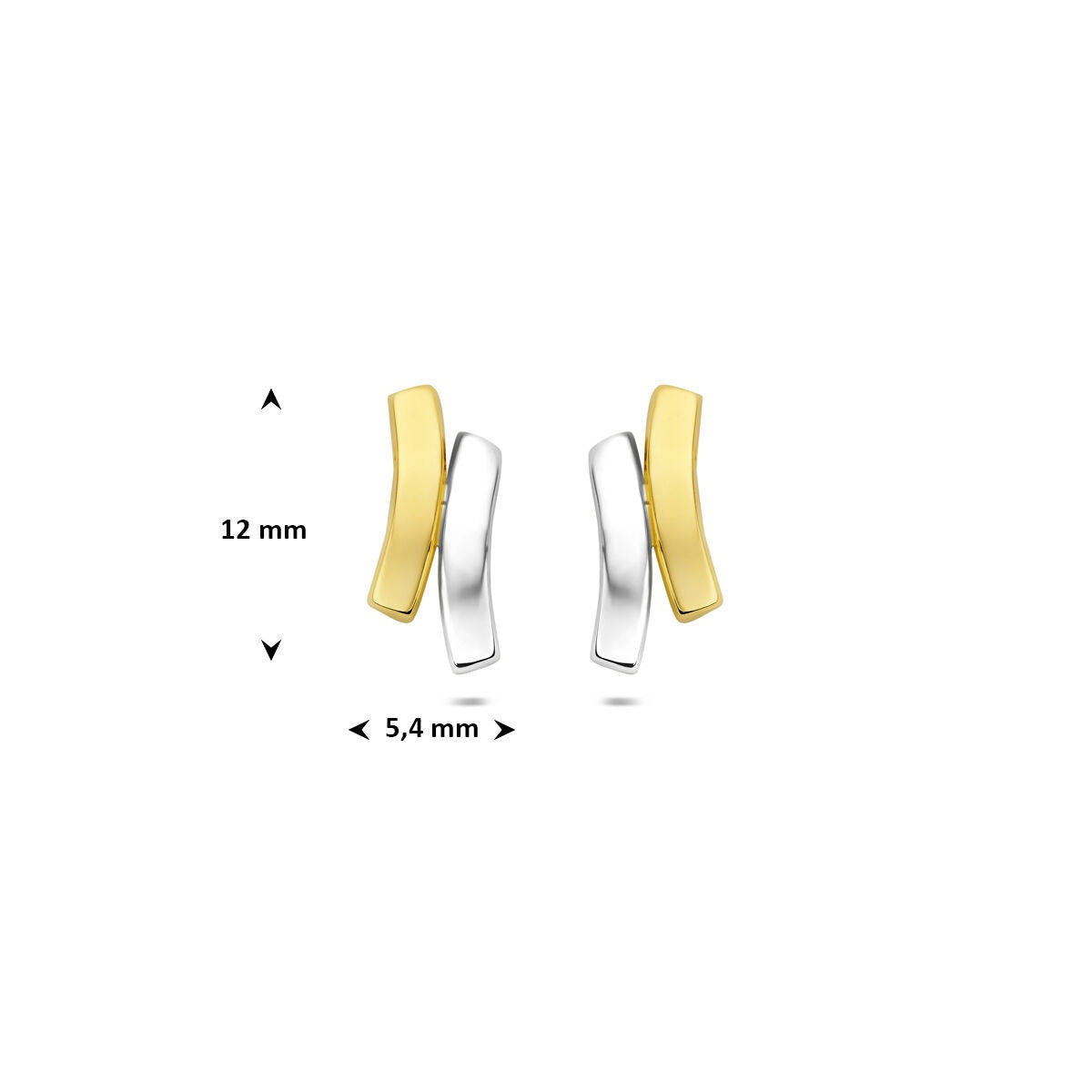 pendientes de botón de oro bicolor de 9k