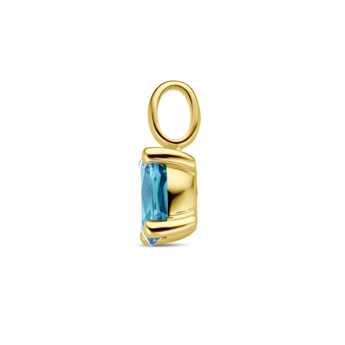colgante de oro amarillo con topacio London Blue