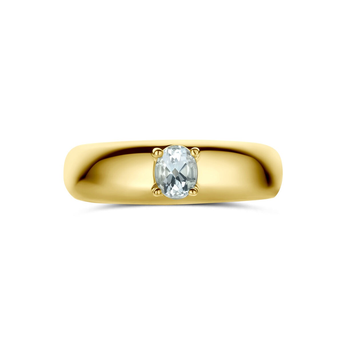 anillo de oro amarillo de 14k con aguamarina