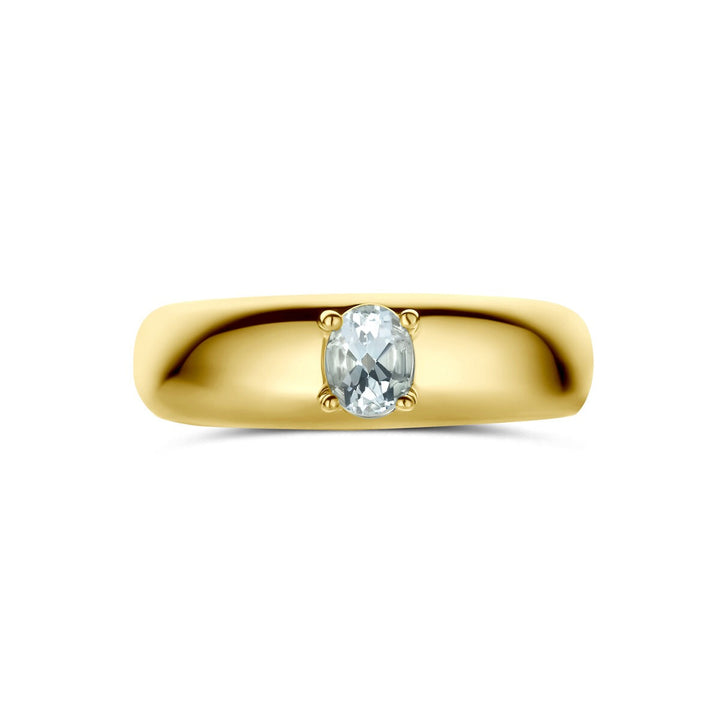 14k geelgouden ring met aquamarijn