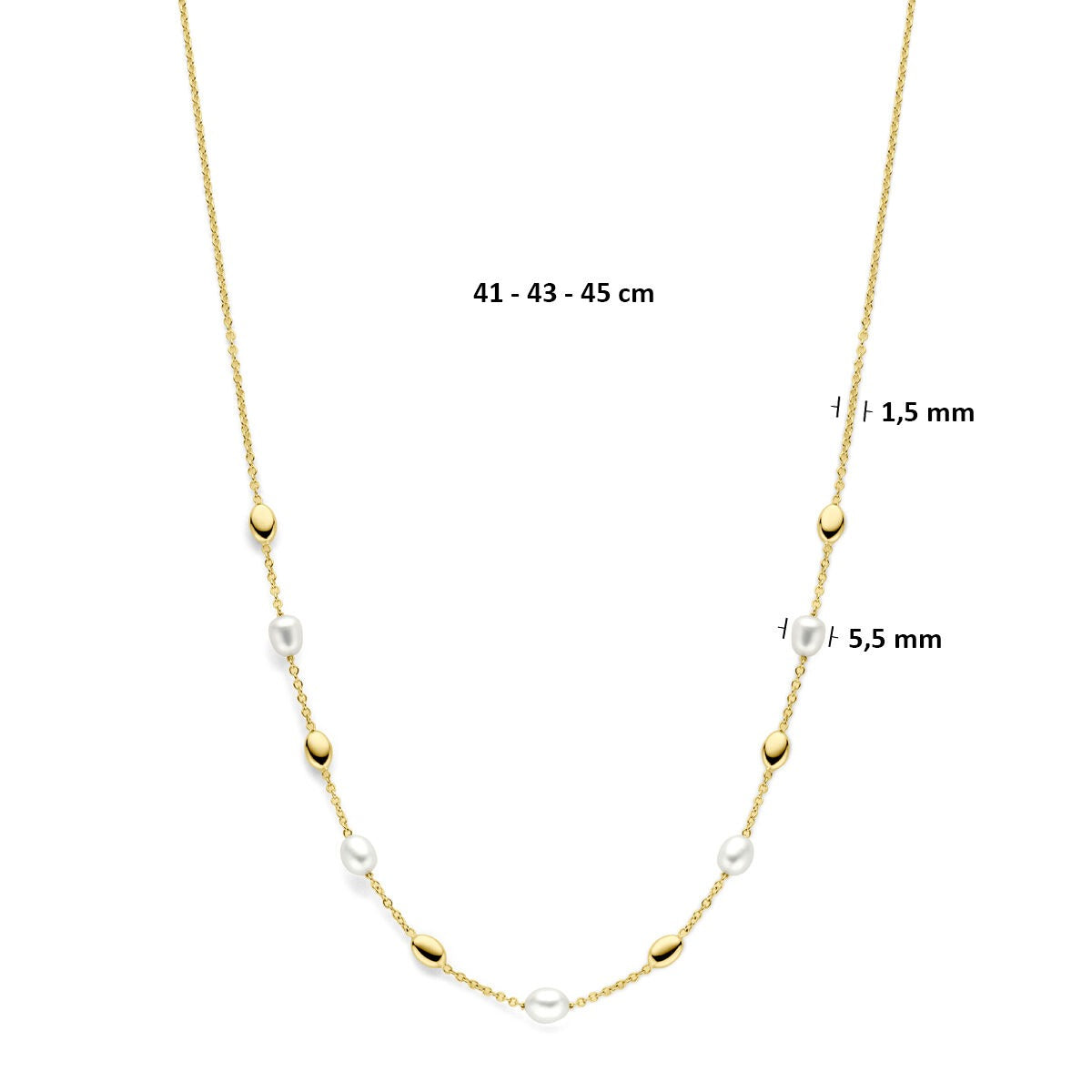 collar chapado en oro amarillo con perlas