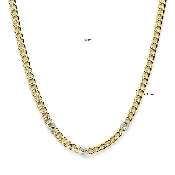 14k Bicolor Geel- en Witgouden Collier met Diamant