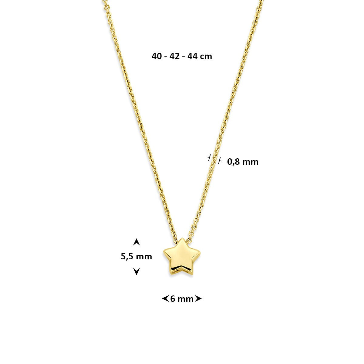 collar de oro amarillo con estrella