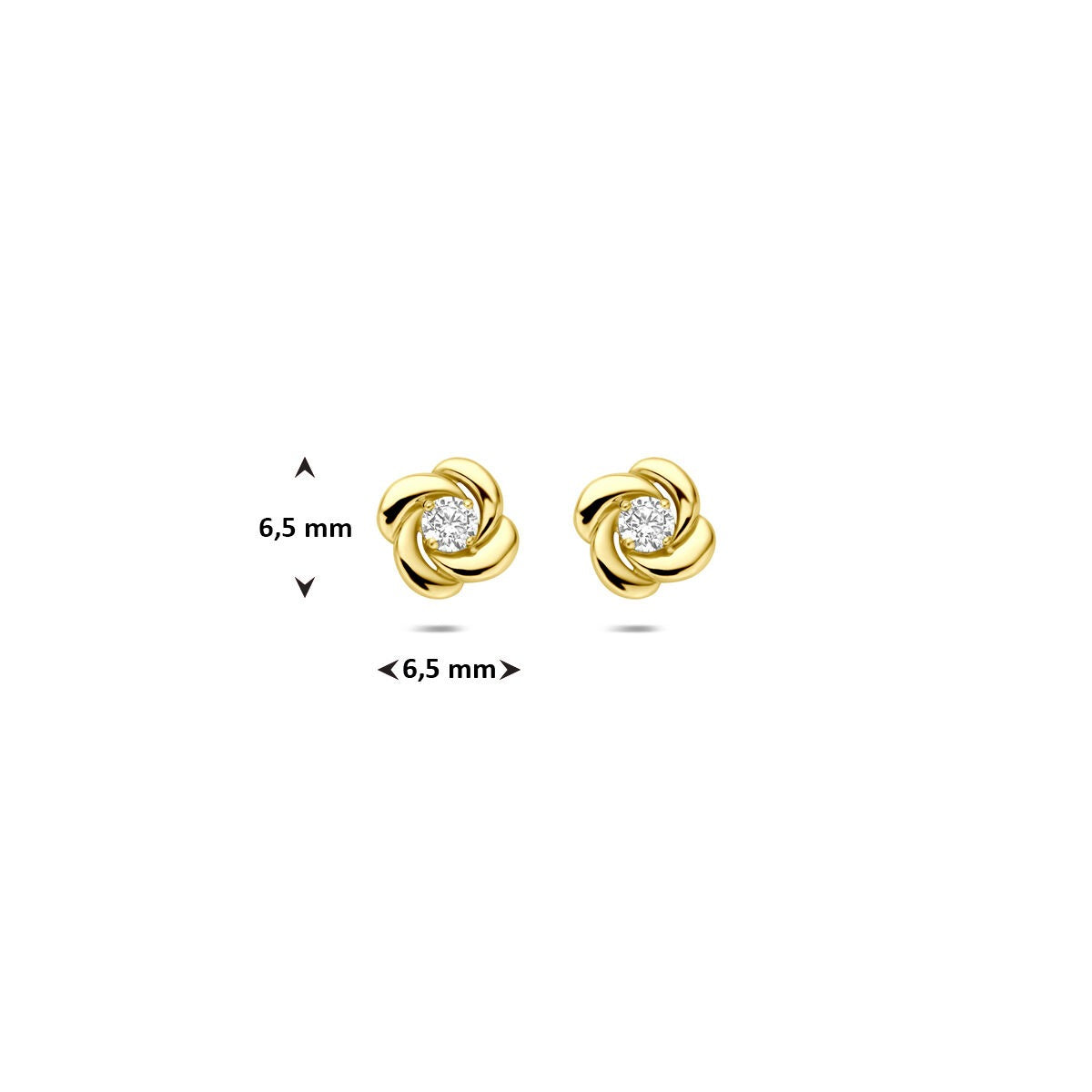 Pendientes de botón de oro amarillo con circonitas – 14k, chatón de 4 garras