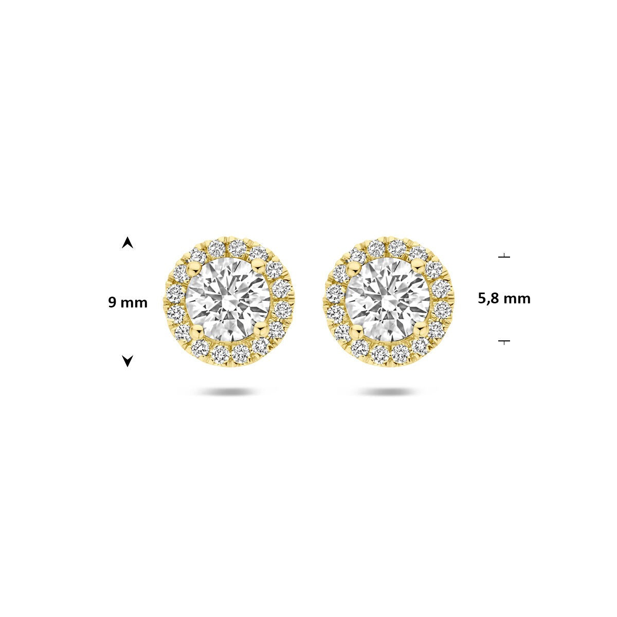 Pendientes de botón de oro de 14k con diamante cultivado en laboratorio