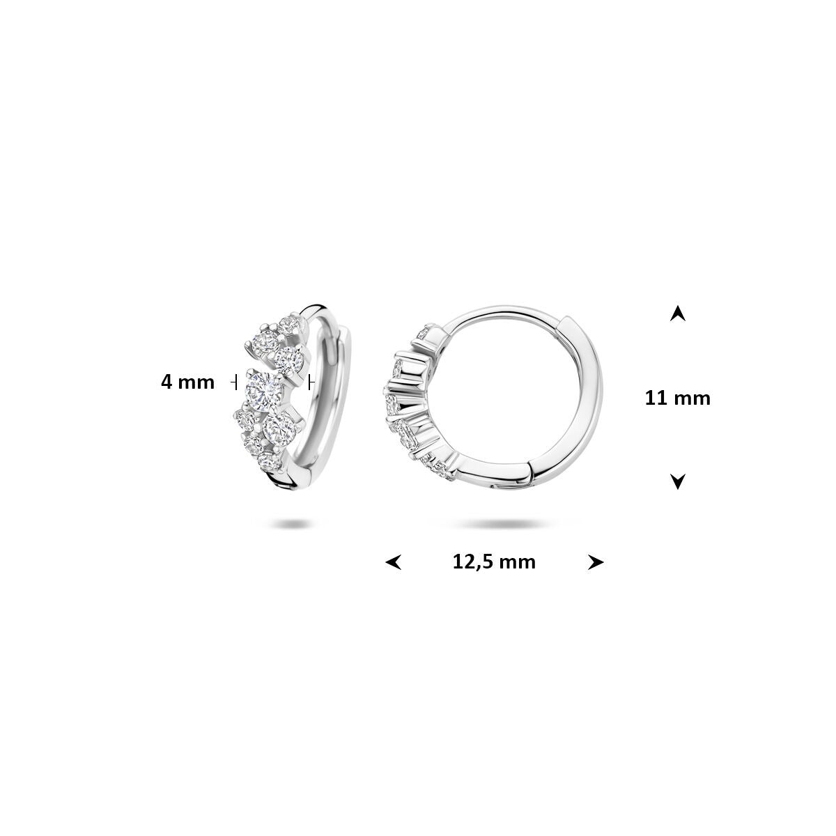 Aros de plata rodiada con circonitas