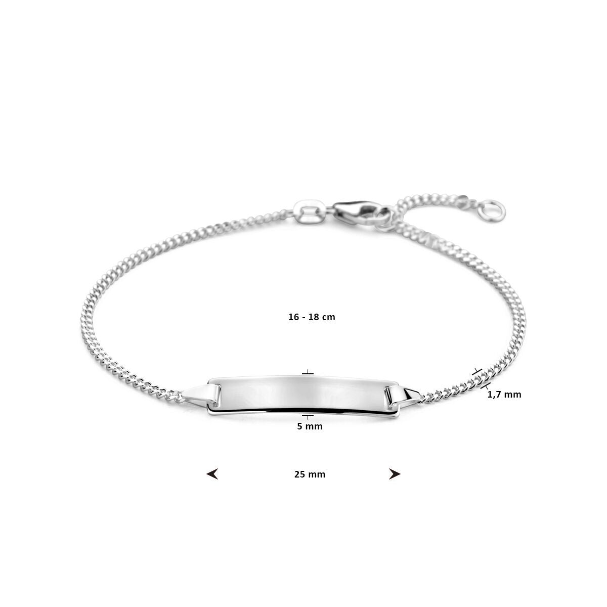 Pulsera de plata de mujer con eslabones gourmette y placa de grabado