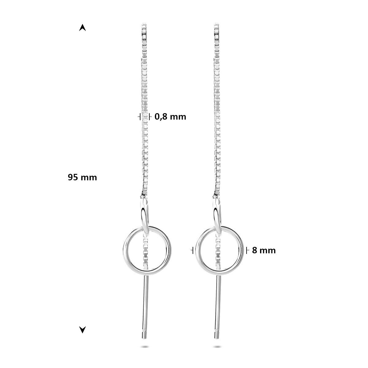 Pendientes de botón de plata rodiada