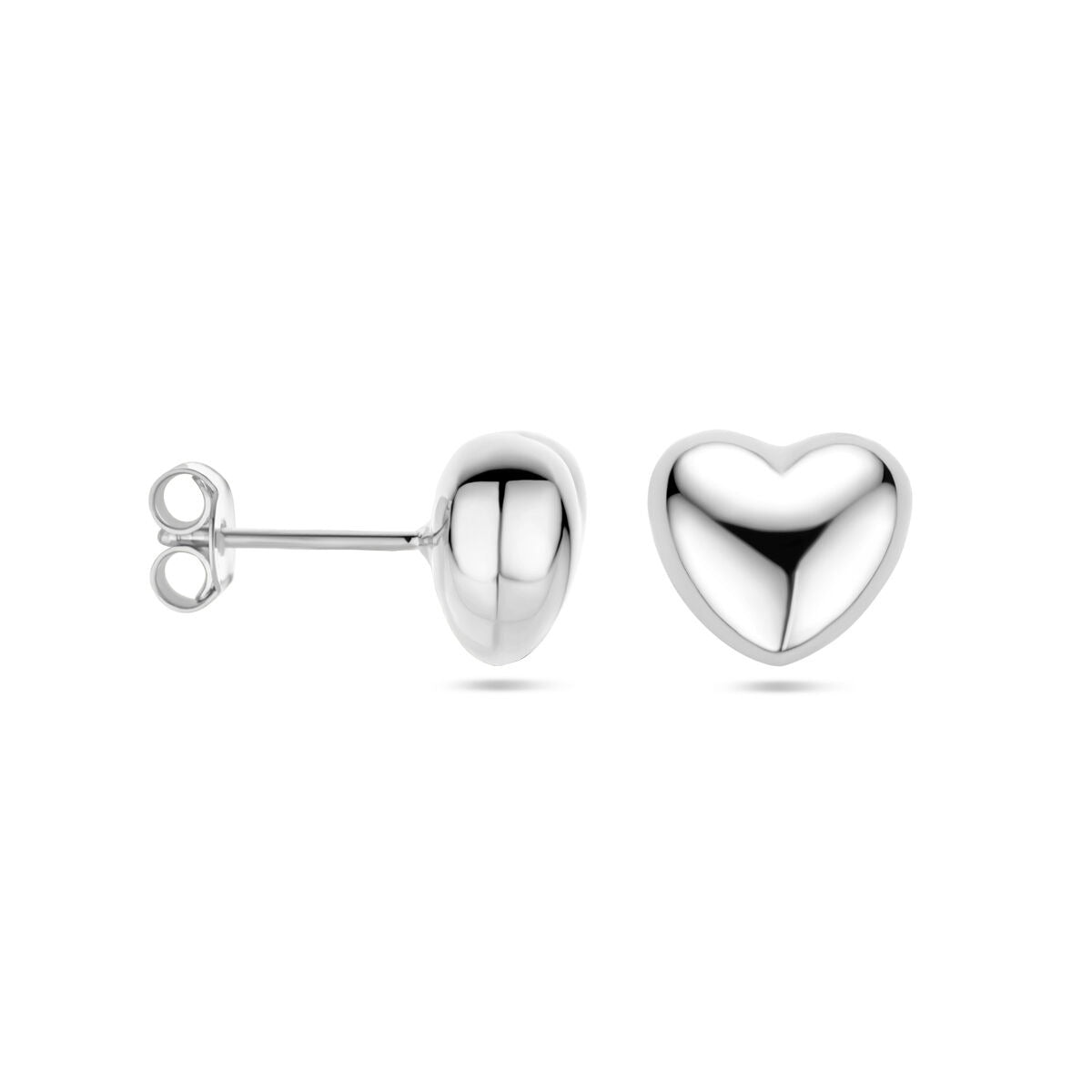 Pendientes de botón en forma de corazón – plata 925 rodiada