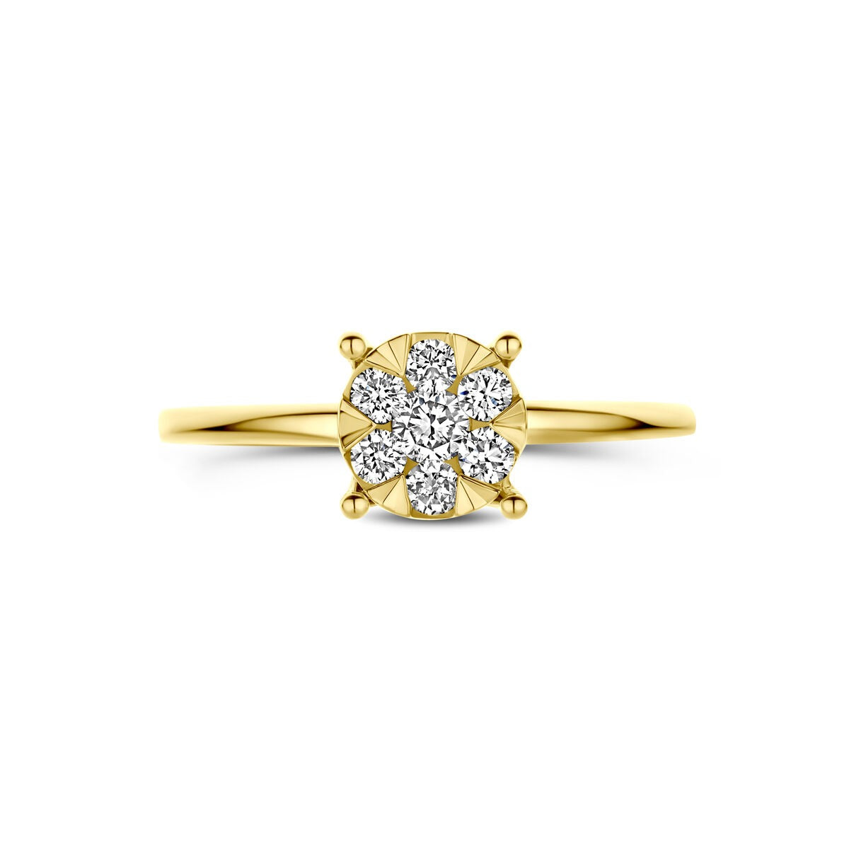 anillo de oro amarillo de 14k con diamante cultivado en laboratorio
