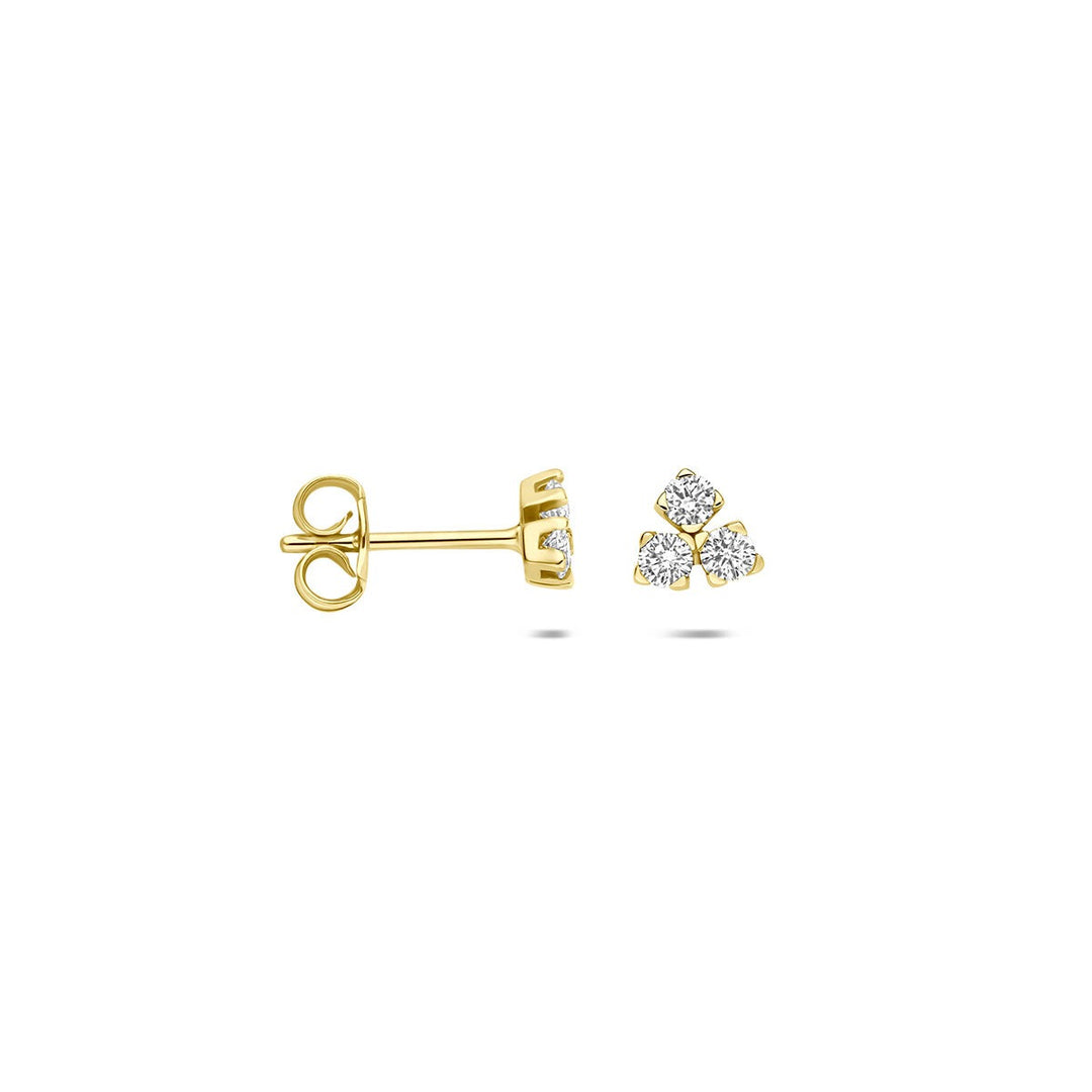 14k Geelgouden driehoek oorknoppen met lab grown diamant 0,07 ct