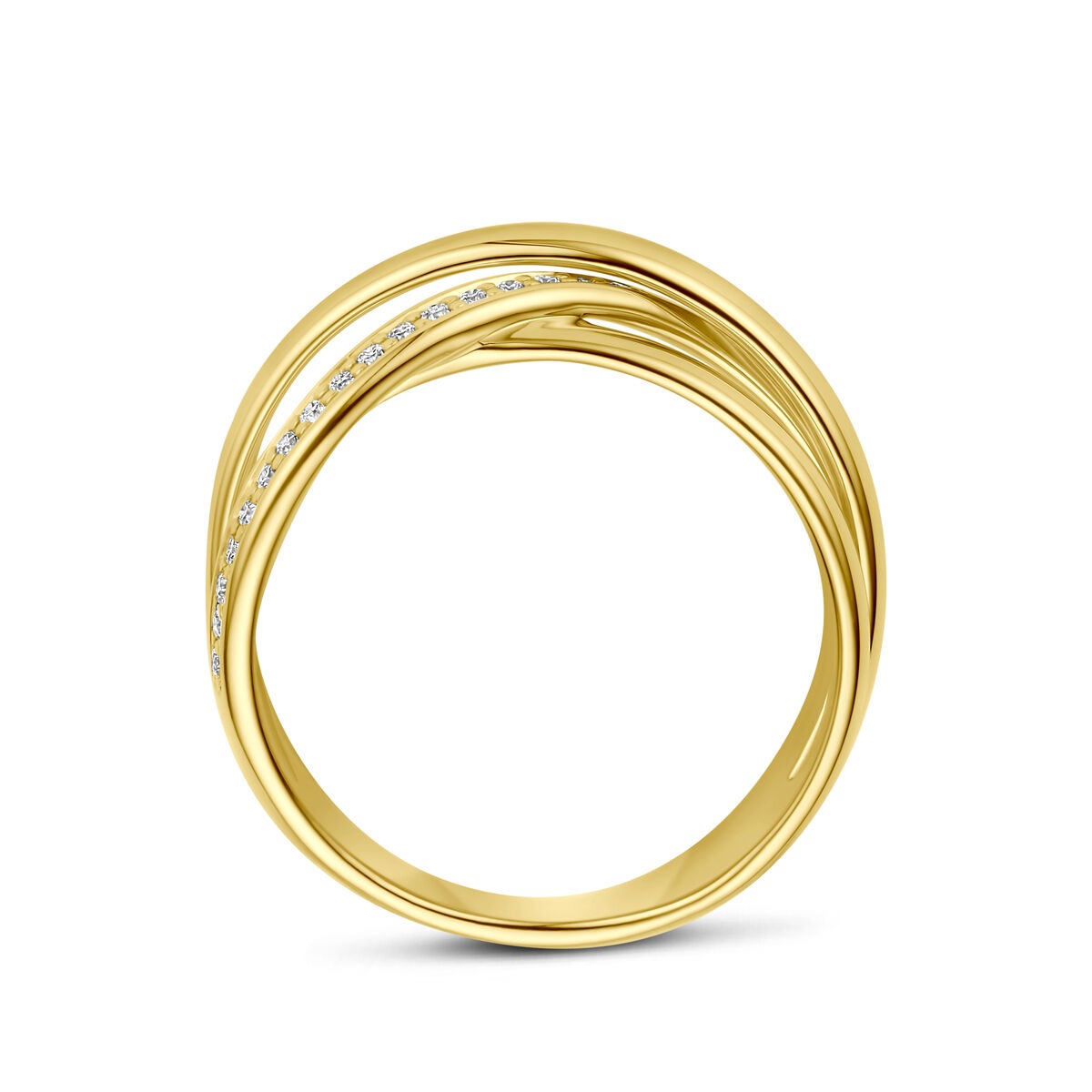 Anillo de alianza de oro amarillo de 14k con diamante de 0,15 ct