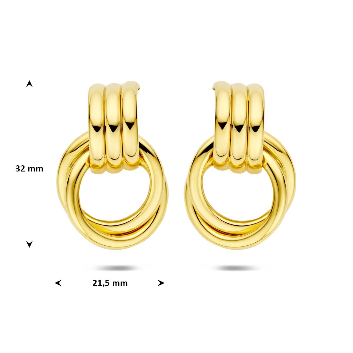 Aros chapados en oro de plata 32 x 21.5 mm