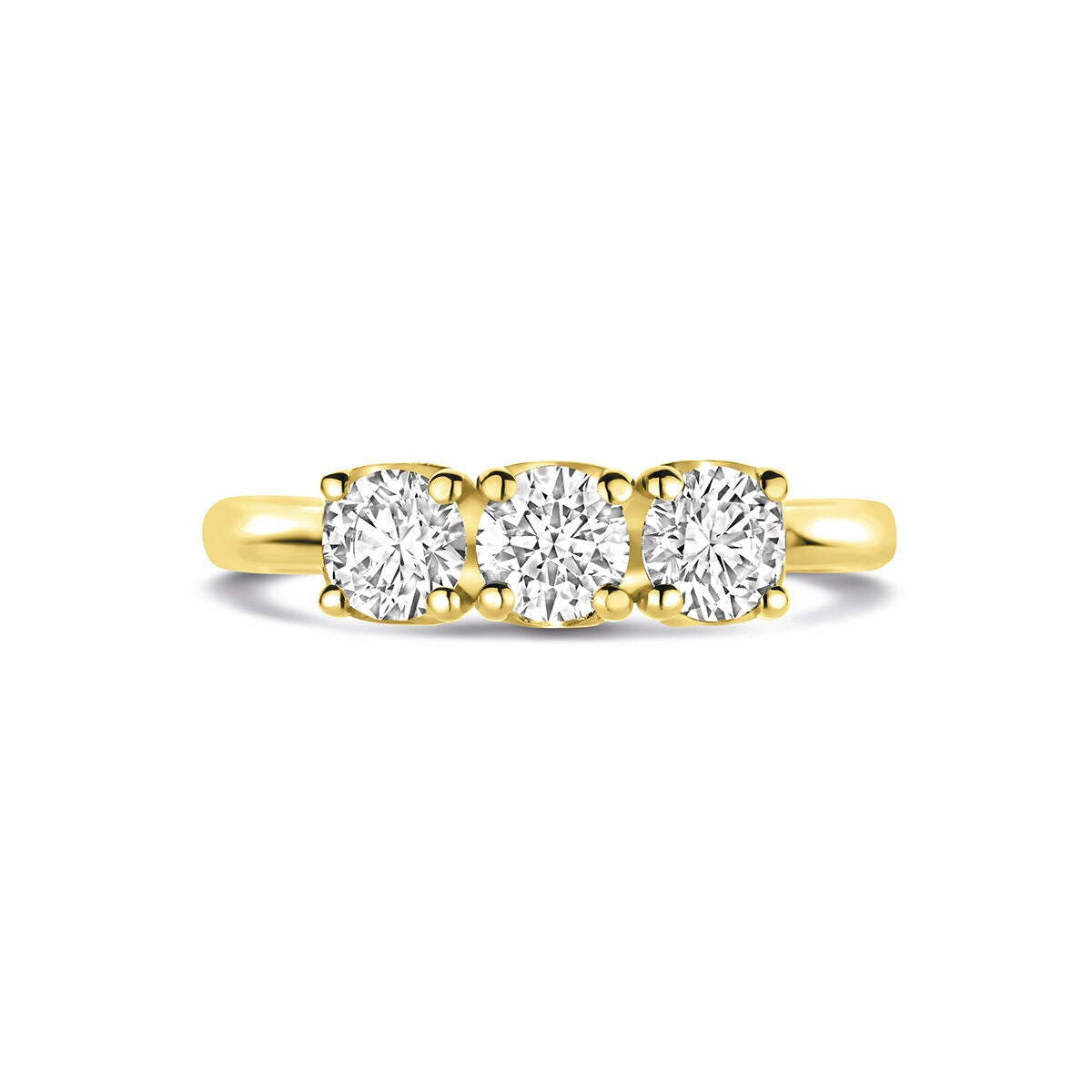 Anillo de mujer de oro amarillo de 14k con diamante cultivado en laboratorio de 0.90ct