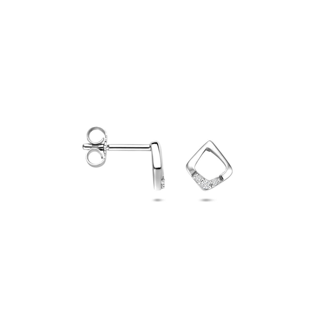 Pendientes de botón de plata con circonitas – 7 x 6.5 mm
