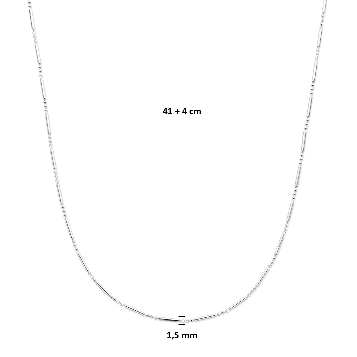 Collar de mujer de plata rodiada sin colgante 1,5 mm 41 + 4 cm
