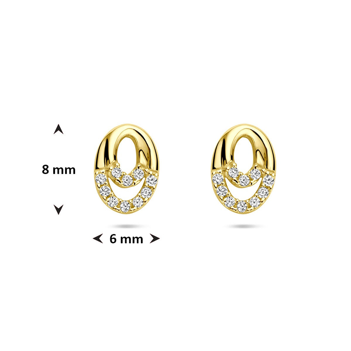 Pendientes de botón de oro 14k con circonitas – Engaste Entourage