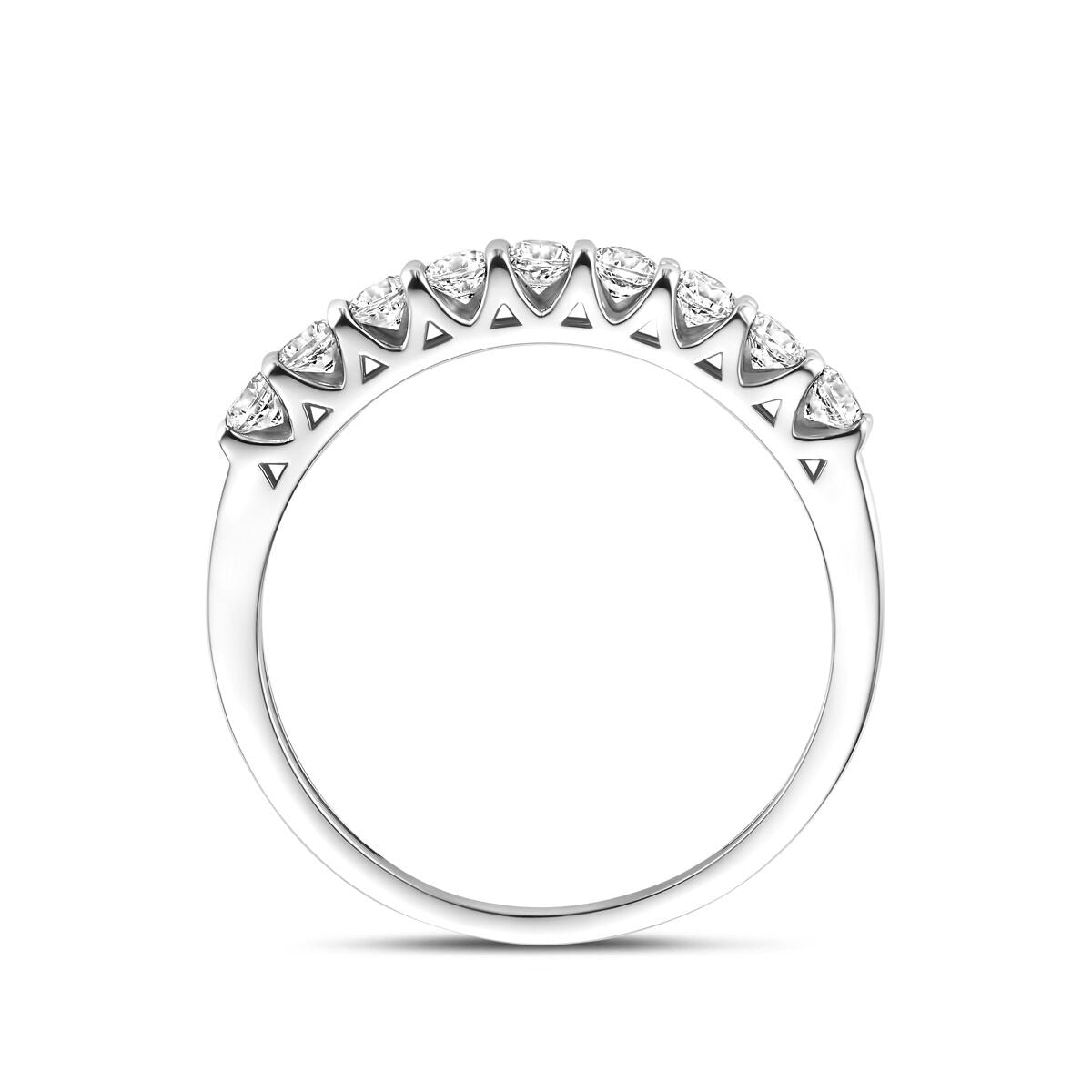 Anillo de alianza de plata rodiada con circonitas