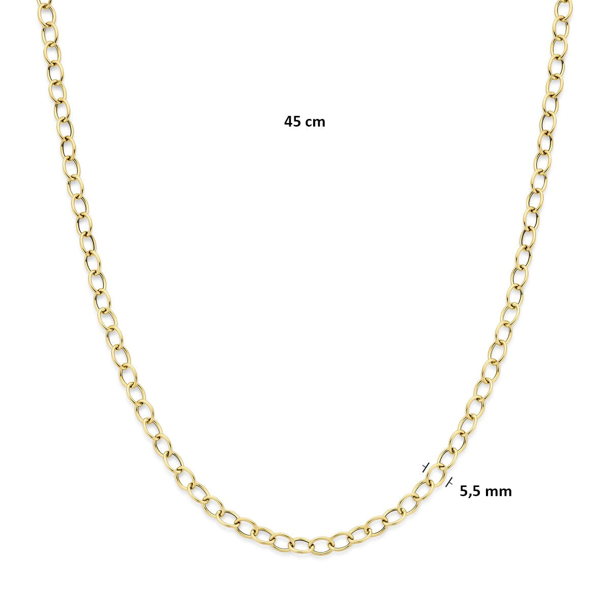 Collar de eslabones en oro amarillo ancla 14k