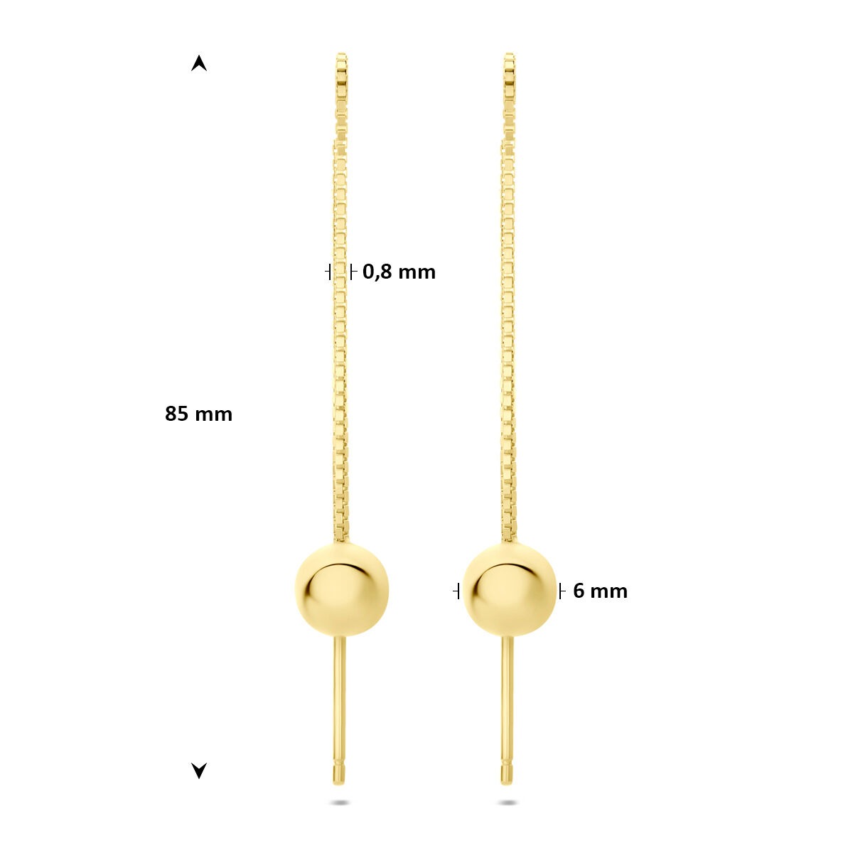 Pendientes de botón chapados en oro de plata con forma de bola