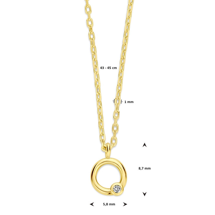 14k gouden dames ketting met cirkel en diamant – 43-45 cm