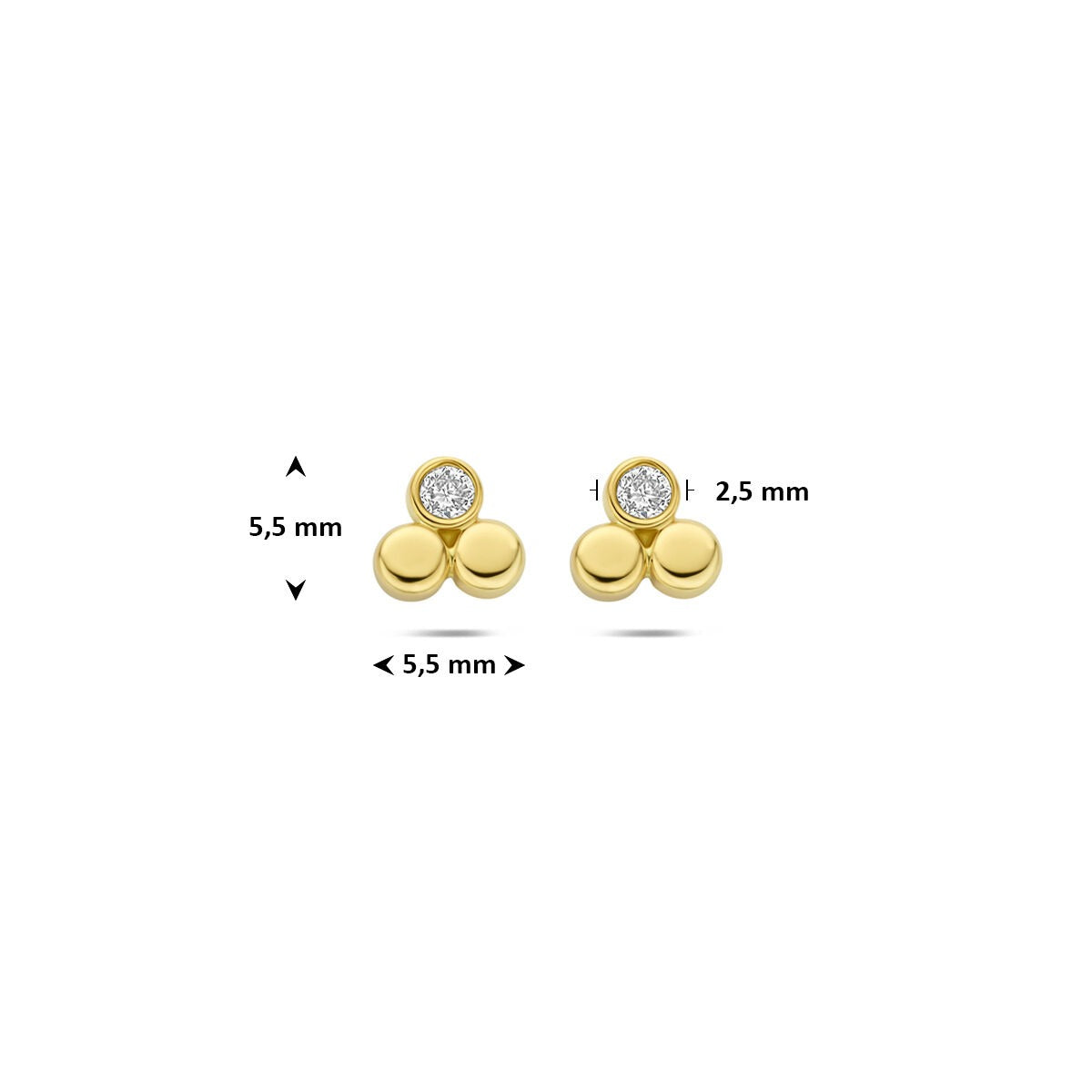 pendientes de botón de oro amarillo con diamante cultivado en laboratorio 0,13 ct