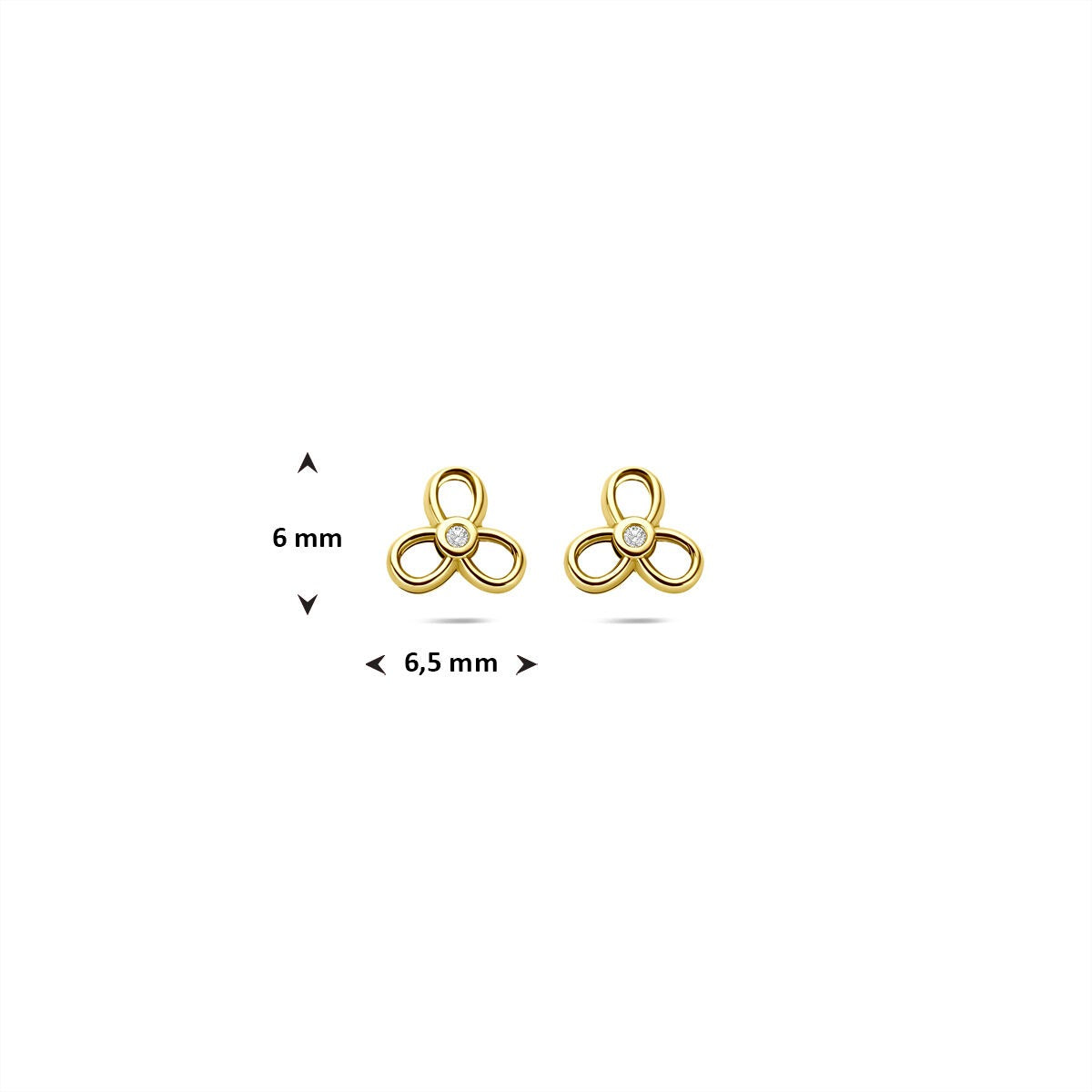 pendientes de botón de oro amarillo con circonitas – 6x6,5mm