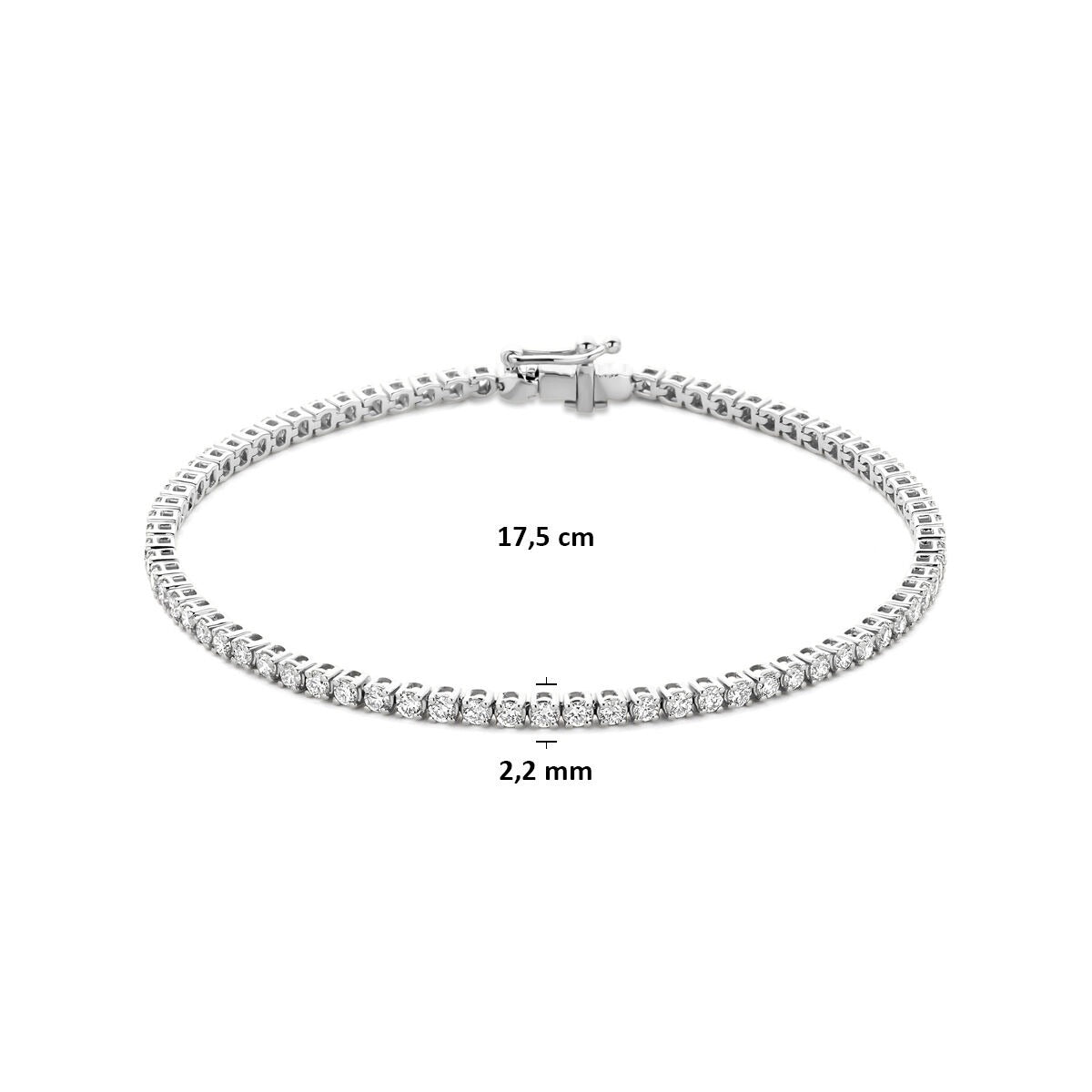 Pulsera de tenis de oro blanco de 14k con diamante cultivado en laboratorio