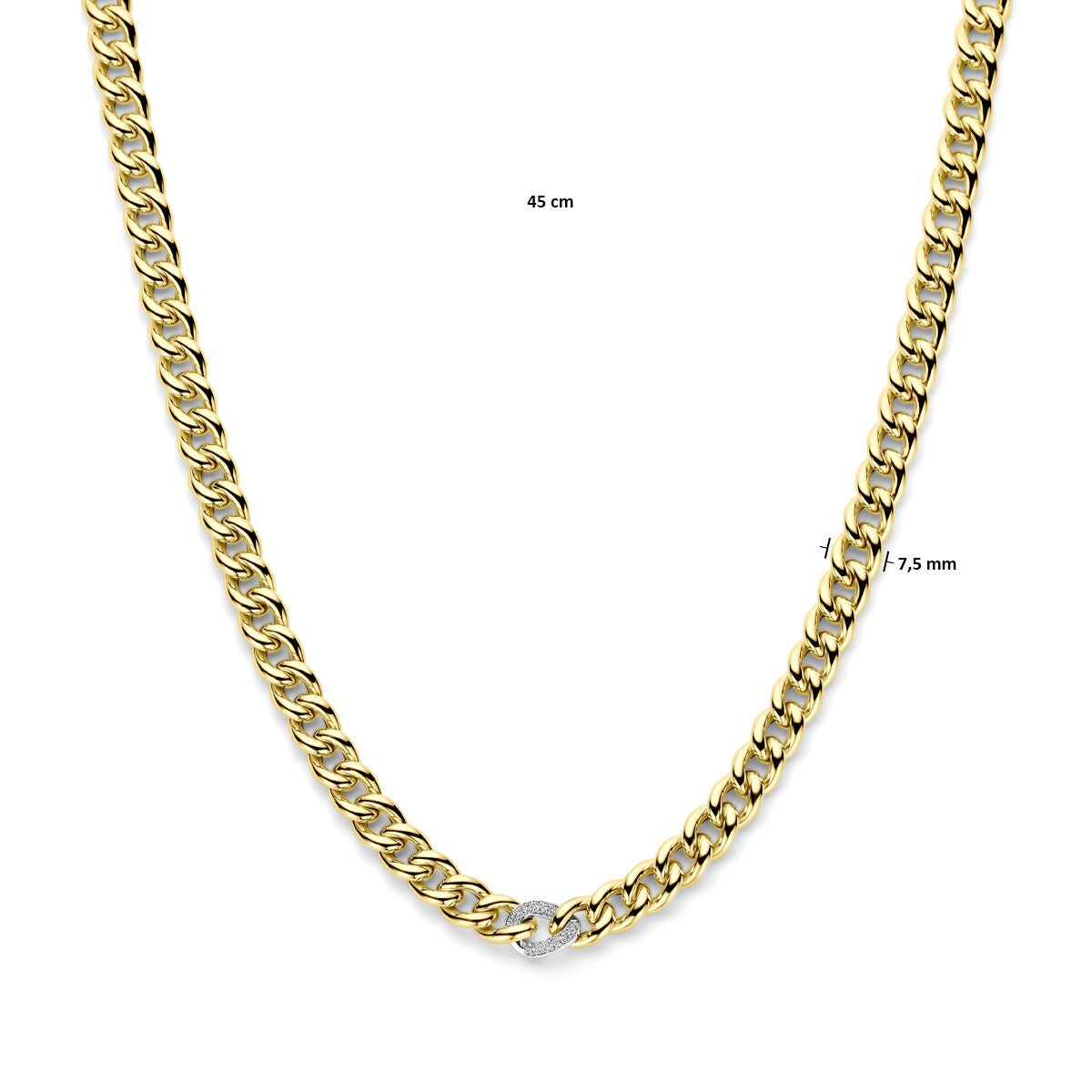 Collar de oro bicolor amarillo y blanco con diamante