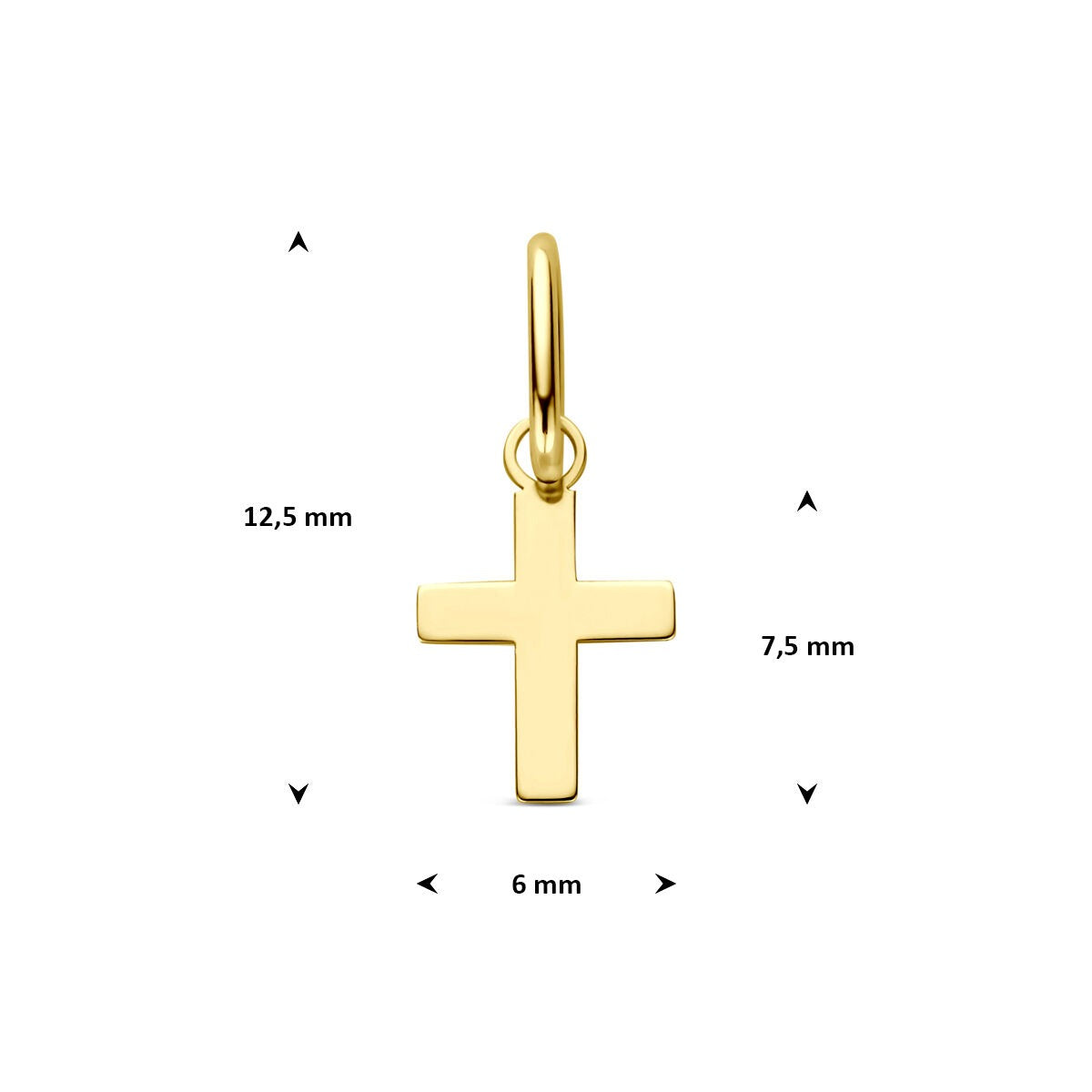colgante de cruz de oro amarillo de 14k