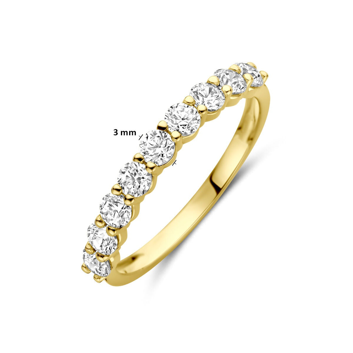 Anillo de oro con circonitas – 14k oro amarillo