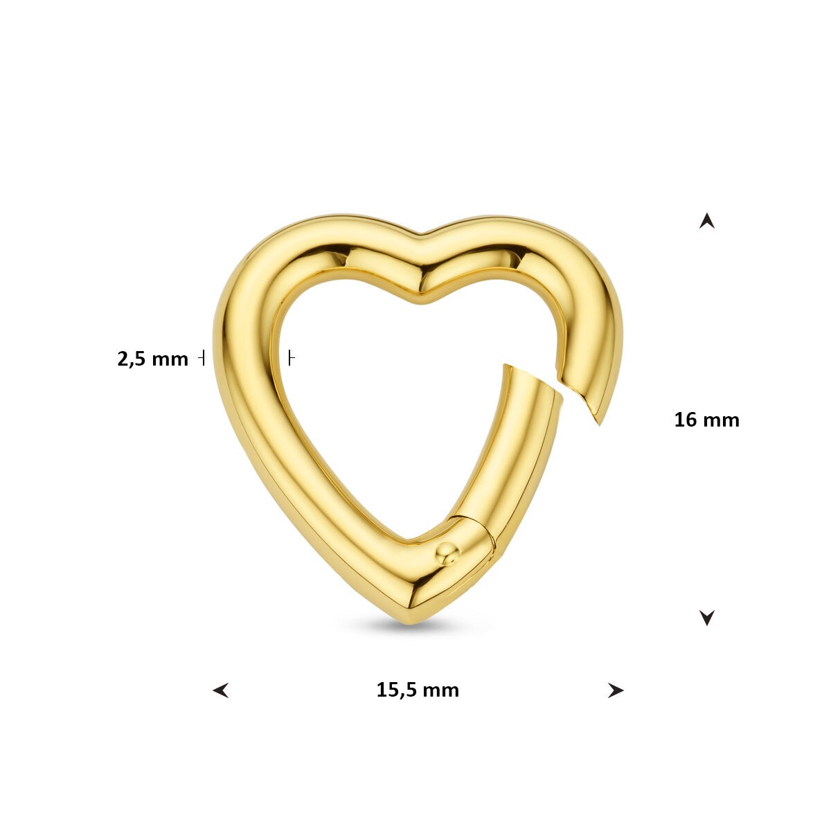 Conector en forma de corazón de oro amarillo de 14k