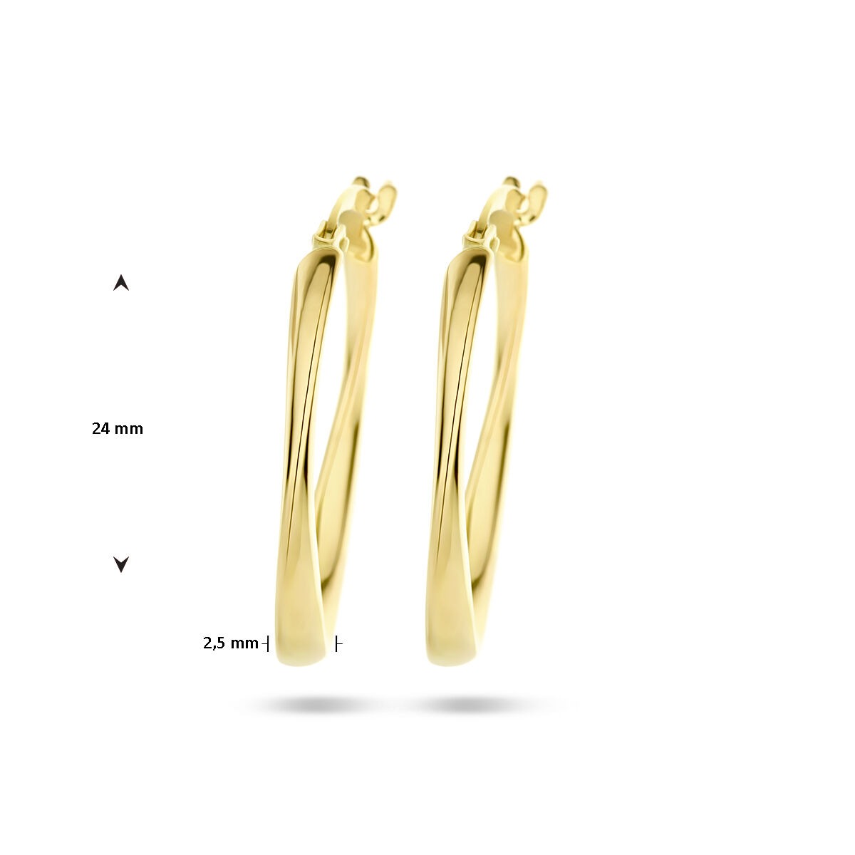 aros ovalados de tubo 24 mm 9K oro amarillo