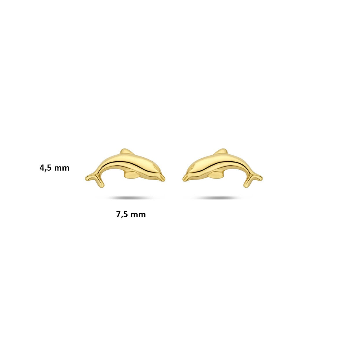 Pendientes de botón de oro amarillo delfín