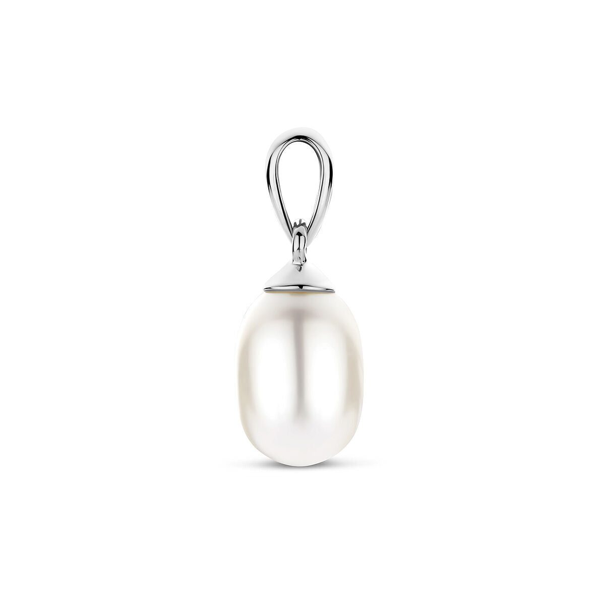 colgante de oro blanco con perla de agua dulce - ovalado