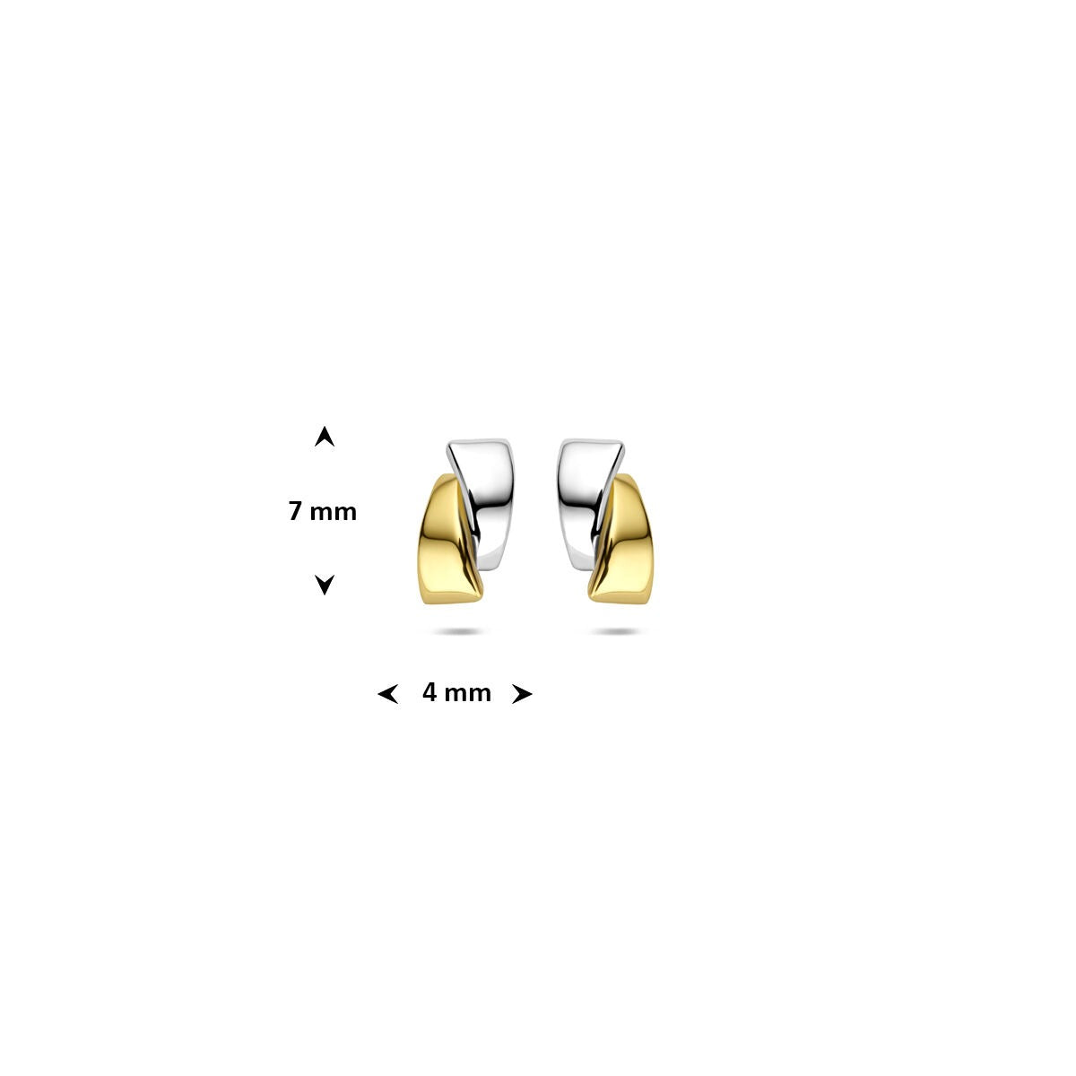 Pendientes bicolor – 14k oro blanco y oro amarillo con acabado pulido