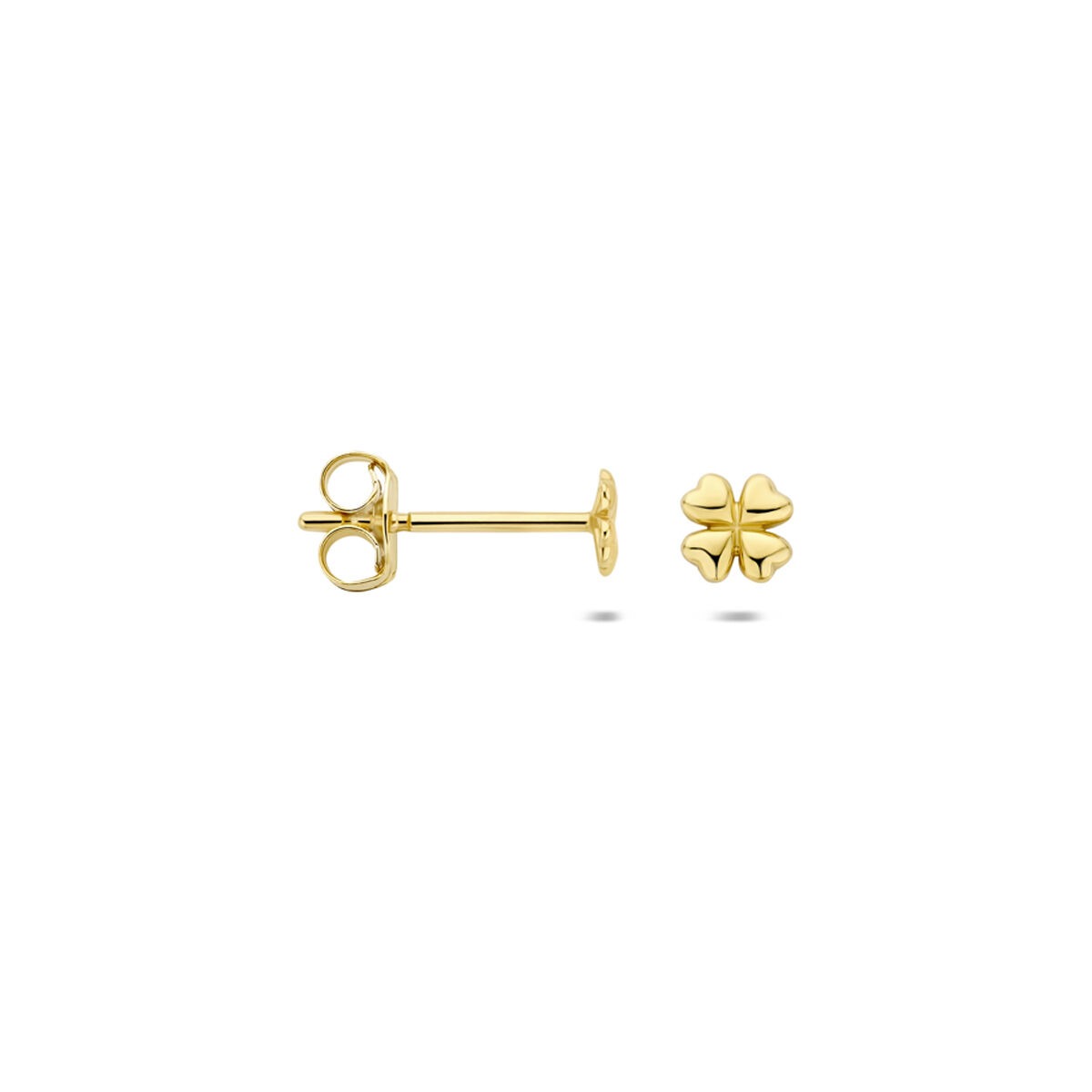 pendientes de botón de oro amarillo trébol