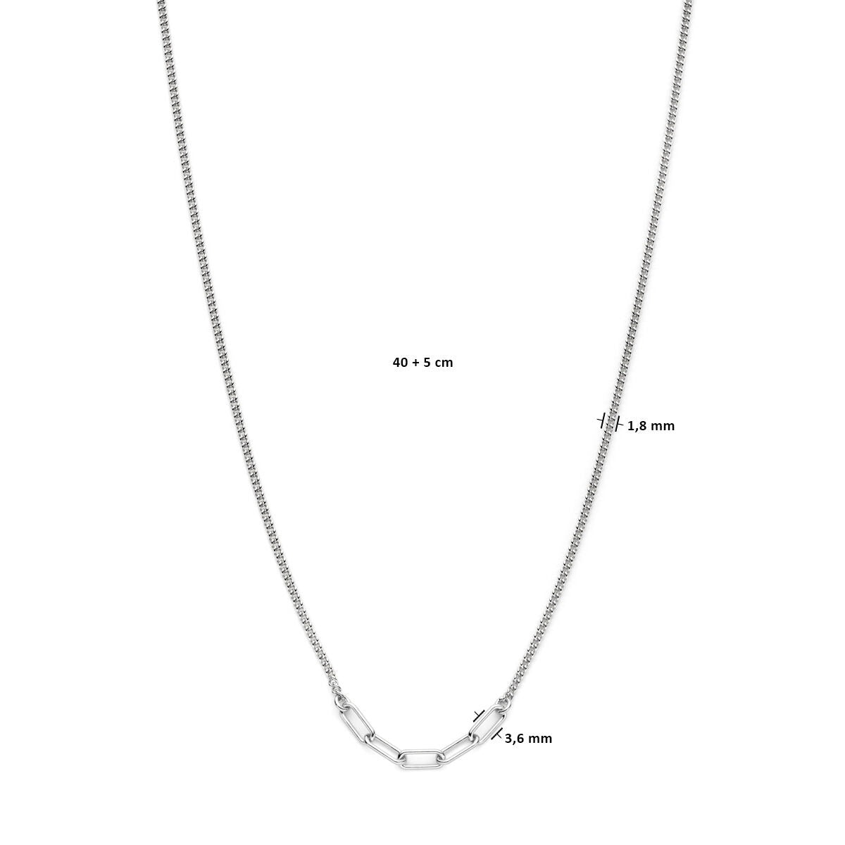 Collar de plata – rodiado en plata 925 con doble grosor de eslabón