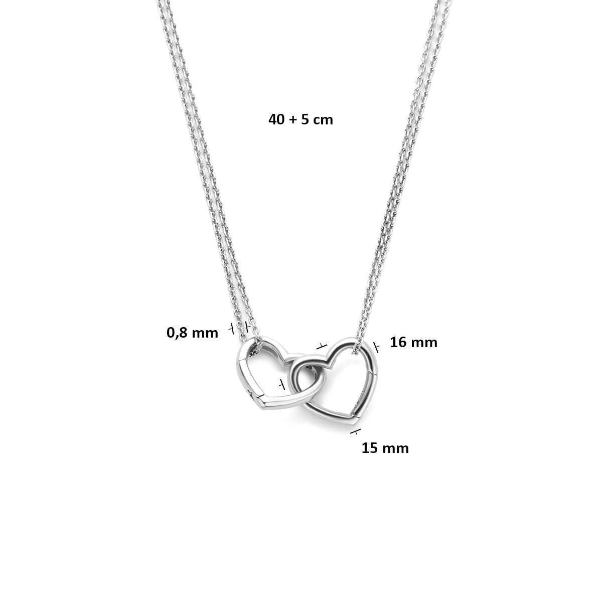 Collar de amistad de plata con corazones – plata 925 rodiada