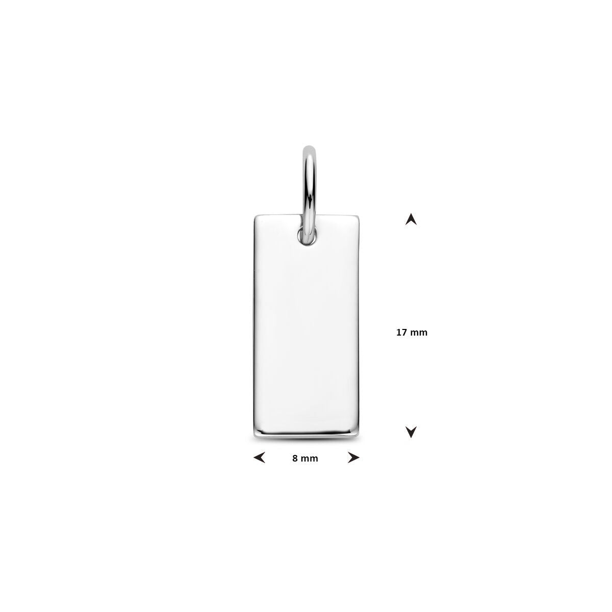Colgante de grabado en plata rodiada 925 en forma rectangular