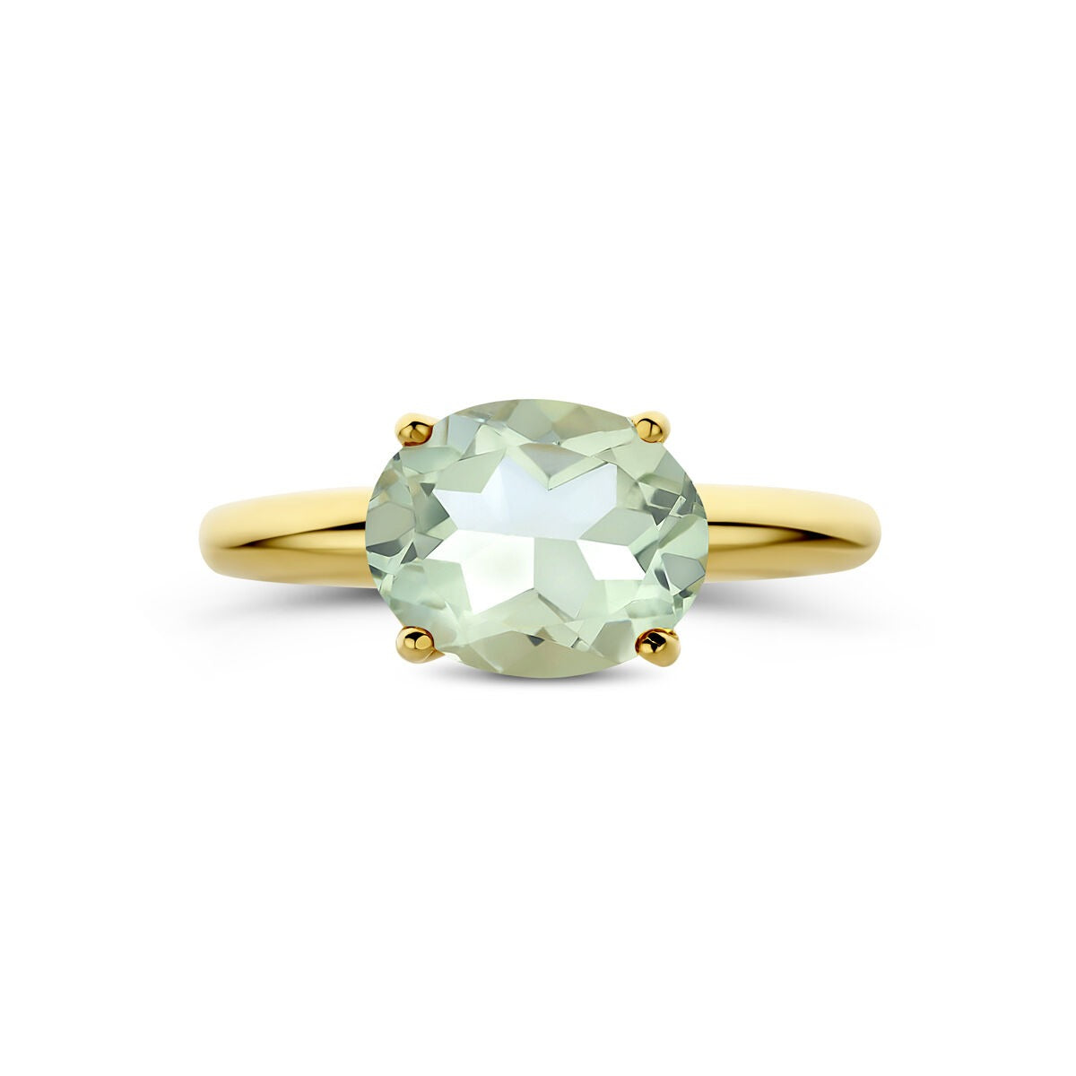 Anillo de oro amarillo de 14k con amatista verde